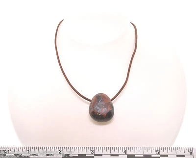 Collar Jaspe Brecho Cordón de Cuero Plata de Ley Cierre Protección Unisex Foto 1 de 2