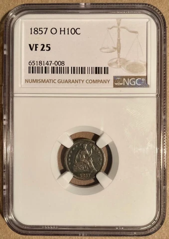 1857-O NGC VF25 Liberty Seated Half Dime H10c - New Orleans Mint Cover