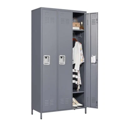 3 Door 72"H Metal Lockers With Lock Storage Locker Cabinet for Gym Office School - Image 1 of 4