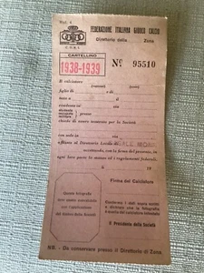 CALCIO 1938/1938 TESSERA CARTELLINO GIOCATORE F.I.G.C. DIRET. CASALE MONFERRATO - Imagen 1 de 2