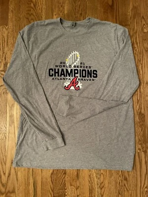 Camiseta Altanta Braves 2021 Campeonato Gris Manga Larga S, L y XL Disponible Foto 1 de 4