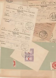 TURCHIA vecchio raro gruppo di telegrafi con etichette e ricavi diff. Città 1932-35 - Foto 1 di 9