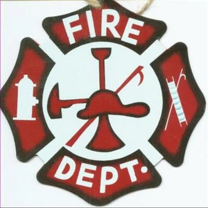 Fire Department Maltese Metal Hanging Ornament Christmas Holiday (4x4) - Picture 1 of 4