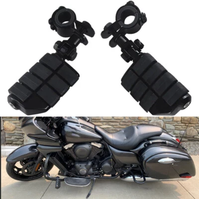 Abrazaderas de montaje de barra de choque de carretera negras de 1-1/4" para Kawasaki Vulcan VN 800 900 1500 Foto 1 de 4