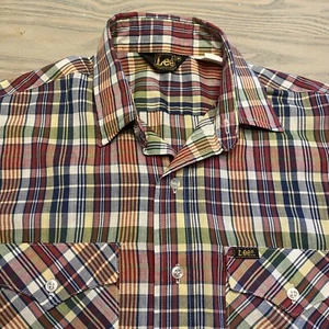 Vintage MR LEE Red & Blue Plaid Western Style Shirt Mens M Long Sleeve Button Up - Picture 1 of 18