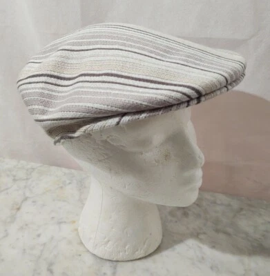 EUC COUNTRY GENTLEMEN COTTON BLEND CABBIE FLAT CAP NEWSBOY HAT GRAY STRIPED MED - Image 1 of 4