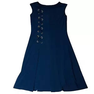 Vestido Frank Lyman Línea A Con Cordones Sin Mangas Fiesta Cóctel Azul Marino Vestido 4 - Imagen 1 de 10