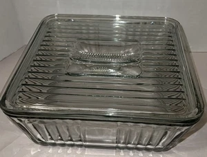 Anchor Hocking Retro gerippt 9" * Kleines Problem Deckel quadratisch Kühlschrank Geschirr mit Deckel - Bild 1 von 15