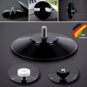 1-50 x starke Saugnäpfe 75mm bis 13kg Edelstahl Gewinde M6x12mm + Mutter schwarz - Bild 1 von 10
