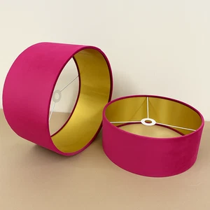 Samt Lampenschirm hoher Quilty Schirm Decke, Tisch, Stehlampenschirm Goldfutter. - Bild 1 von 48