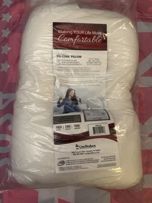 Core Products FIB-219 Petite Tri-Core Pillow-White-Firm Support 19x12x4” New - Image 1 of 4