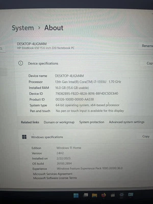 HP EliteBook 650 G10 15.6" (256GB SSD, Intel Core i7-1335U, 1.30GHz, 1GB RAM) Foto 1 de 4