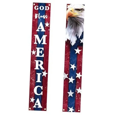 4th of July Decorations God Bless America Door Banner American Flag  - Image 1 of 4