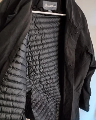 Eddie Bauer Jacket Mens Large Goose Down Lined Black Removable Lining Lightweigh - Image 1 of 4