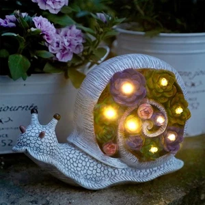 Snail Garden Statue, Resin Snail Figurine Garden Lawn Ornaments with Solar LE... - Picture 1 of 7