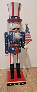 12' Tío Sam Cascanueces Soldado Madera Navidad Adorno Decoración Madera - Imagen 1 de 4
