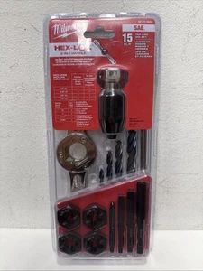 Milwaukee 49-22-5602 15PC SAE Gewindebohrer und Schneideisen Set mit Sechskant-LOK 2-in-1 Griff Neu - Bild 1 von 2