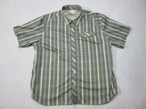 Merrell Shirt Mens 2XL Green Striped Western Pearl Snap Short Sleeve Opti Wick - Picture 1 of 12