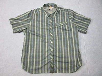 Merrell Shirt Mens 2XL Green Striped Western Pearl Snap Short Sleeve Opti Wick - Image 1 of 4