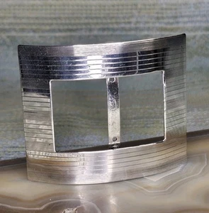 Sterling SILVER BELT BUCKLE / SCARF SLIDE ~ rare "N.&H" 925 Antique MCM ART DECO - Picture 1 of 18