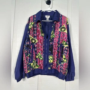 Cervelle Vintage 90s 100% SILK Purple Lined Jacket Size Large EUC - Picture 1 of 8
