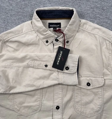 Jeremiah Shirt Mens Size Medium Beige Corduroy Long Sleeve Button Down NEW - Image 1 of 4