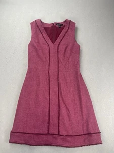 Vestido Banana Republic 12 Rosa Espiga Flecos Mezcla Lana Sin Mangas - Imagen 1 de 10
