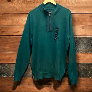 Maglione uomo grande e alto Hunter verde maglia 1/4 zip - Foto 1 di 4