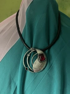Awesome Vintage Chico's  Art-to-Wear Necklace - Rhinestones & Silver Tone Metal - Picture 1 of 5