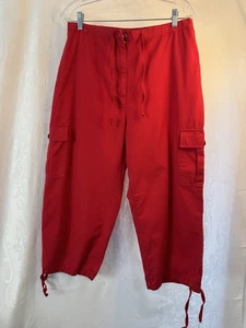 Erika Cargo Style Drawstring Bottoms Red Large Cotton - Picture 1 of 11