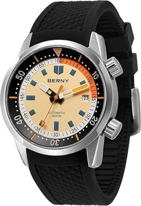 BERNY Orologio Subacqueo Uomo Orologio Meccanico Automatico 20ATM Orologio da Polso Zaffiro - Foto 1 di 6
