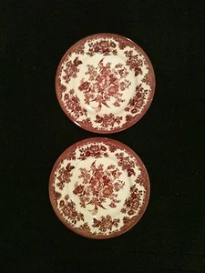 2 BEAUTIFUL RED ROYAL STAFFORD PLATES PLATE W/ BIRDS FLOWERS ENGLAND - Picture 1 of 6