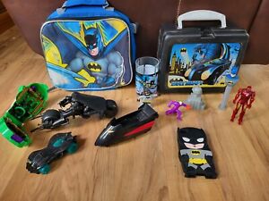 Lot Of Vintage Batman DC Comics Lunch Bag, Joker Glass Toys