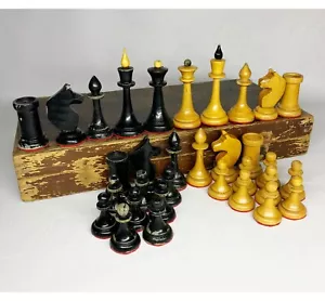 Soviet chess set 1949 - wooden USSR chess - vintage chess full set - Picture 1 of 12