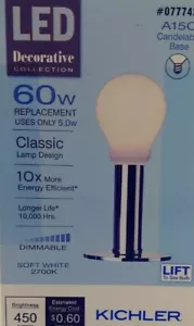 NEW KICHLER DIMMABLE LED 60W 5W BULB A15C CANDELABRA BASE SOFT WHITE USA - Picture 1 of 2