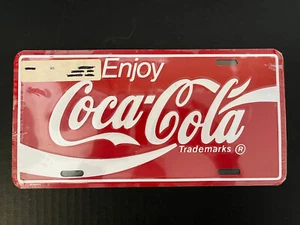 VINTAGE ENJOY COCA COLA RED WHITE EMBOSSED METAL LICENSE PLATE 12"x6" 363(CM - Picture 1 of 2