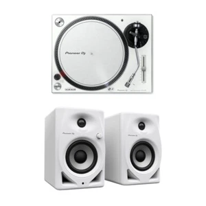 Set of Pioneer DJ PLX-500-White Turntable w/ White Monitor System - Picture 1 of 6