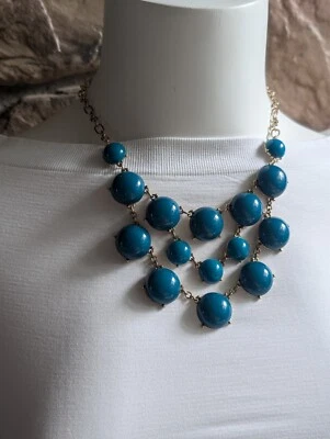 Monet 18" Facetado Resina Burbuja Cascada Solitario Collar Collar Azul Teal Usado en Excelente Condición Foto 1 de 4