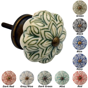 Door Knobs Ceramic Cupboard Drawer Pull Handle Floral Cabinet Knob 1/6/12/24PK - Picture 1 of 48