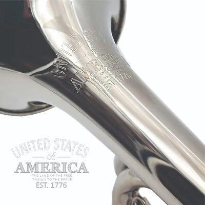 CUSTOM ENGRAVED "Land of the free" Regiment Bugle-NICKEL-Key of G/F w/Case & MPC