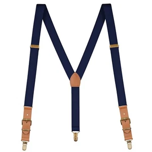 Buyless Fashion Leather End Suspender Mens - 48" Elastic Adjustable 1" - Y Shape - Picture 1 of 84