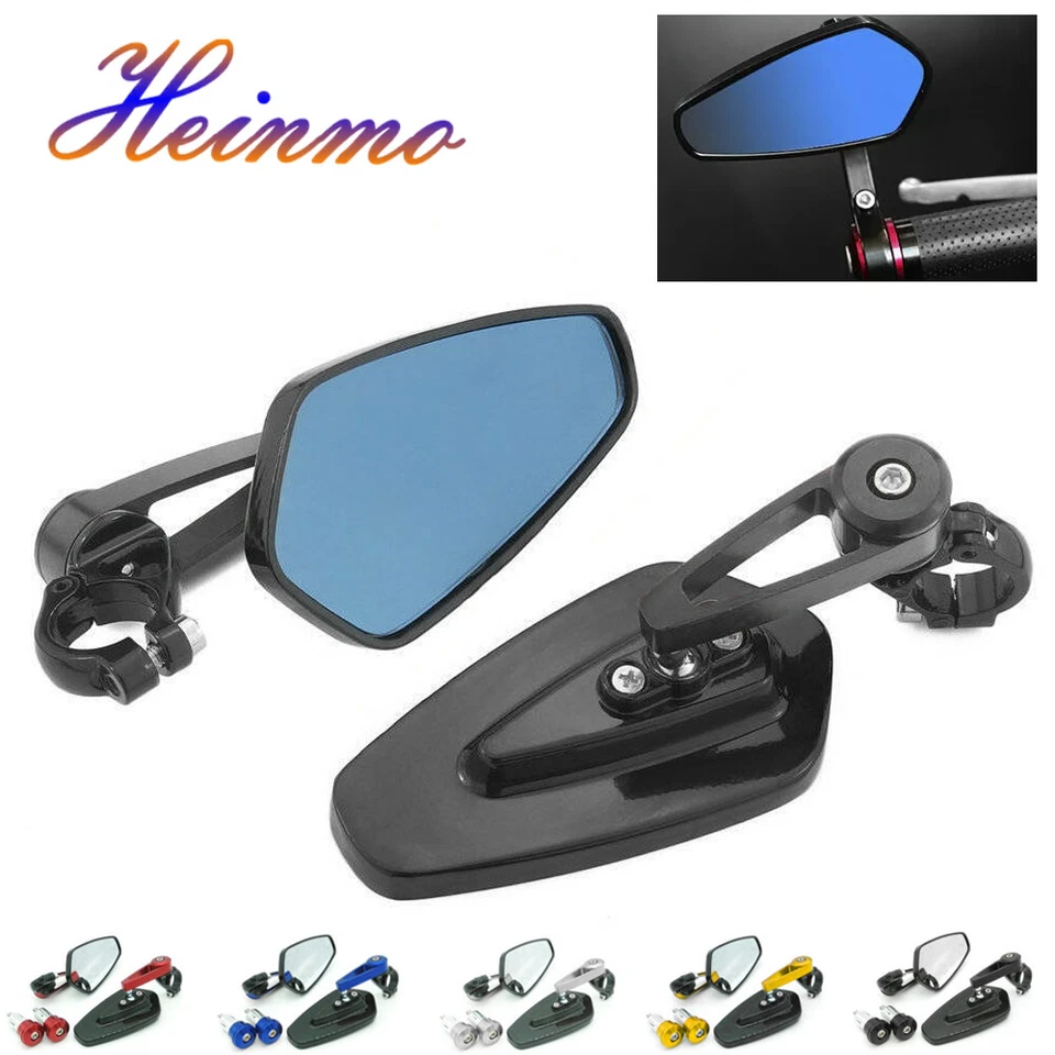 Motorcycle Universal 7/8" Handle Bar End Rearview Side Mirrors For Honda Suzuki - Imagem 1 de 4