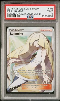 PSA 9 Lusamine 191/171 SR As2b Sun & Moon Legends Awakened Pokemon Indonesian - Image 1 of 2