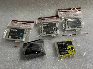 Lot Of 5 Epson Ink Cartridges T0441 Black, T0442 Cyan, T1594 Yellow And 252XL - Picture 1 of 2
