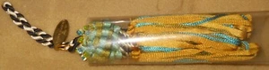 MacKenzie Childs Tassels Curtain Tieback Fan Pull Decor Teal Gold Bead Loop NOS - Picture 1 of 5