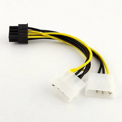 10pcs Dual 4 Pin Molex IDE to 8 Pin PCI-E Express Video Card Power Adapter Cable - Image 1 of 4