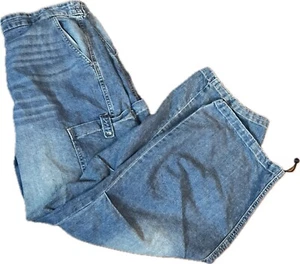 H&M Divided Denim Parachute Pants Blue Women's Sizes M Skater Hip Hop Baggy EUC - Picture 1 of 12