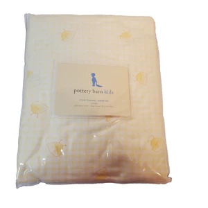 Pottery Barn Kids 100% Cotton Flannel Fitted Crib Sheet White Yellow Chicks - Picture 1 of 11