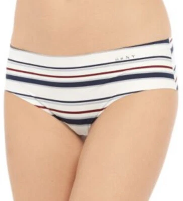 Ropa interior para mujer DKNY corte sin costuras logotipo hipster susurro rayas marfil azul marino 2X nueva con etiquetas Foto 1 de 2