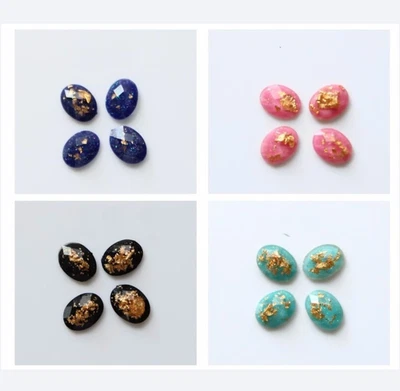 10 piezas Nuevo 3D Ovalado Reto Lujoso Lámina de Oro Resina Piedra Gema Arte en Uñas Decoraciones Foto 1 de 4